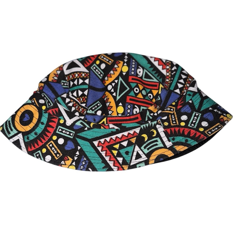 Red and Blue Patterned Bucket Hat